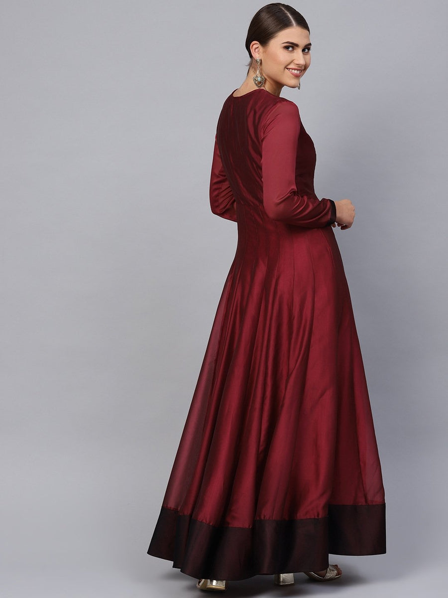 Maroon colour maxi outlet dress