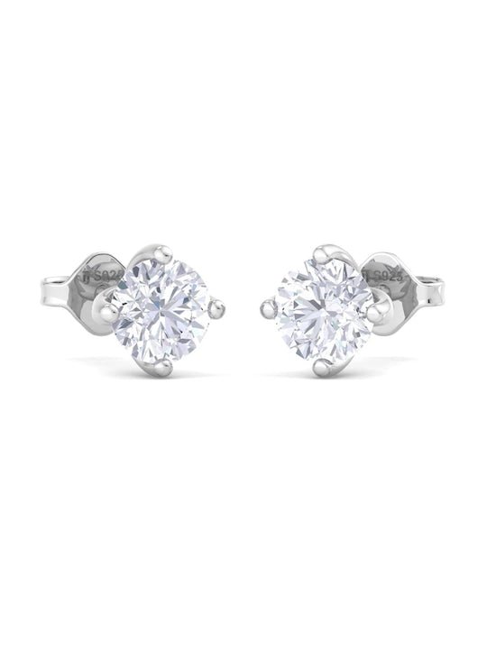 Amazon.com: 925 Sterling Silver Round CZ Cubic Zirconia Halo Earrings:  Clothing, Shoes & Jewelry