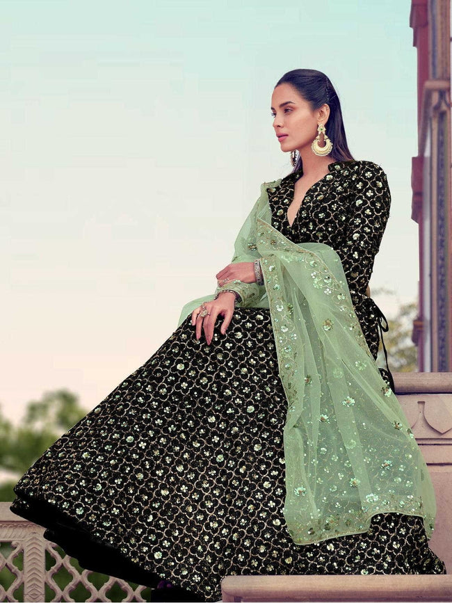 Buy Black Embroidered Georgette Lehenga Choli With Dupatta Online At Zeel  Clothing