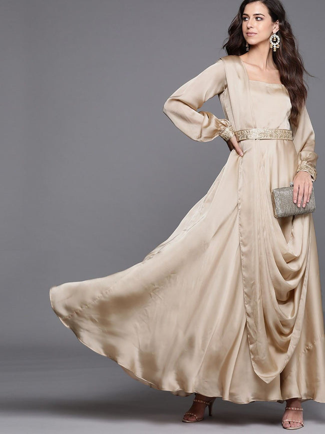 Cream Color Gown Paired With Contrast Dupatta  Buy Online in India  Mehar