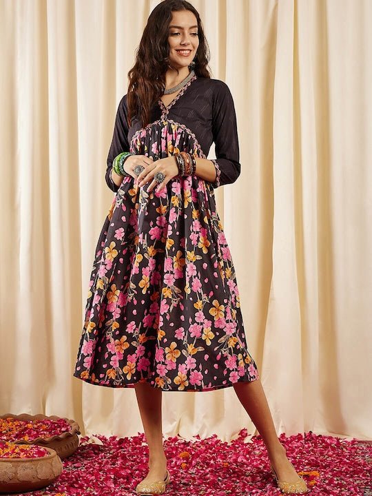 Jasmine - Dusty Pink V Neck Gathered Dress – Sukruti Design