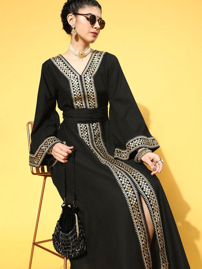 Black and gold ethnic dresses sale