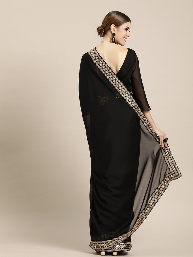 Buy Black Solid Party Wear Saree With Designer Blouse Peice Sabyasachi  Inspaired Designer Sareee Black Saree Indian Saree Frees Ship for Usa  Online in India - Etsy