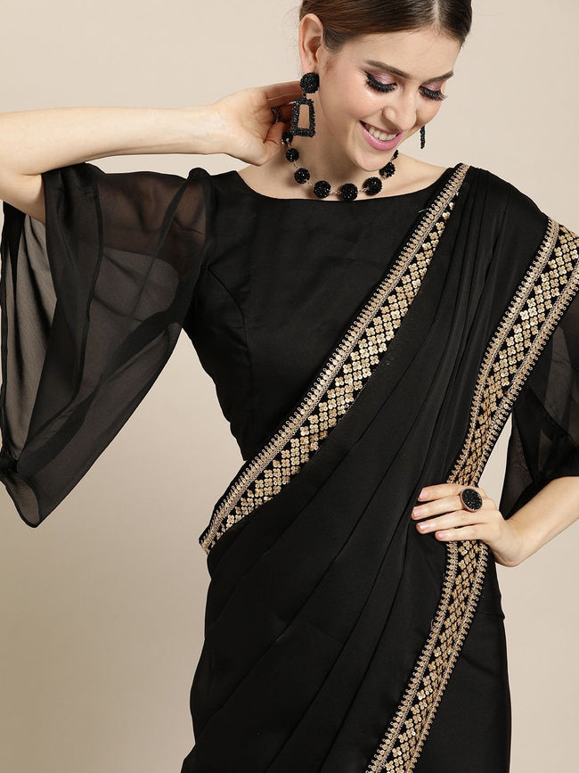 Buy Black Sarees for Women by MRINALIKA FASHION Online | Ajio.com