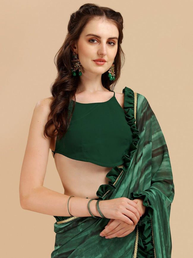 Original Kashmiri Silk Embroidered Green Saree Online For Wedding – Sunasa