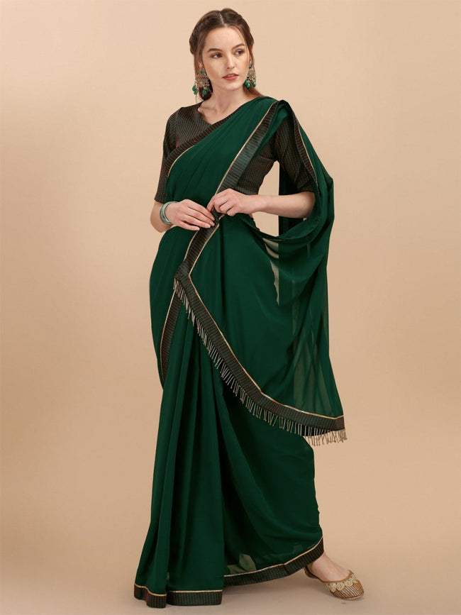 Bottle Green Colour Anamika By Nari Fashion Georgette Saree Catalog 7053