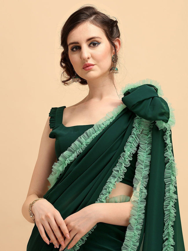 Bottle Green Kanjivaram Soft Silk Saree – StylebyPanaaash