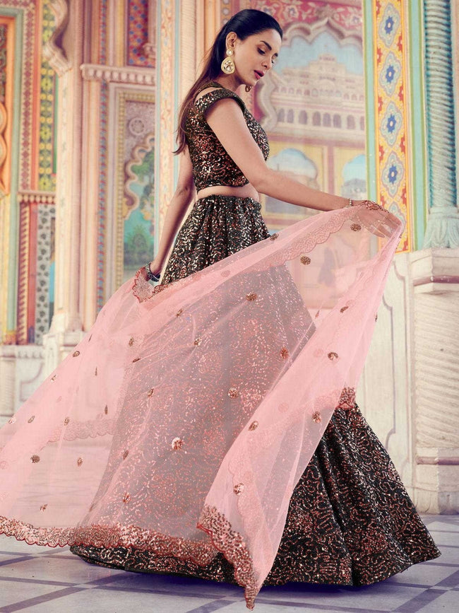 Black Heavy Designer Mirror Work Lehenga Choli - Indian Heavy Anarkali  Lehenga Gowns Sharara Sarees Pakistani Dresses in USA/UK/Canada/UAE -  IndiaBoulevard
