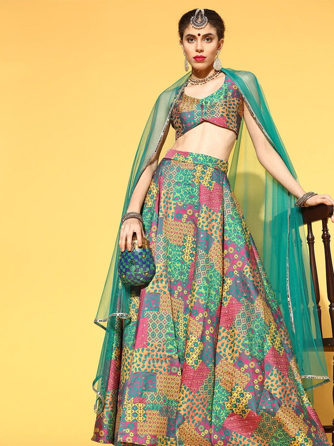 Classy Multi-Colored Designer Lehenga Choli, Shop wedding lehenga choli  online