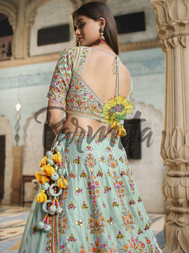 Buy Brocade Wedding Wear Lehenga Choli In Green Color Online - LLCV01823 |  Andaaz Fashion