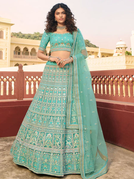 Yankita Kapoor Stylish Sky Blue Color Embroidery & Sequin Work Lehenga  Choli - Ethnic Race