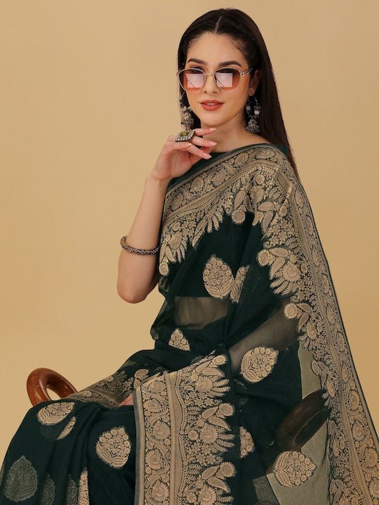 Embroidered Chiffon Black Saree Pakistani Eid Dress Online – Nameera by  Farooq