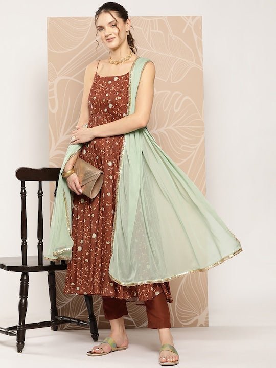 Women Printed Kurta with Trousers – Inddus.com