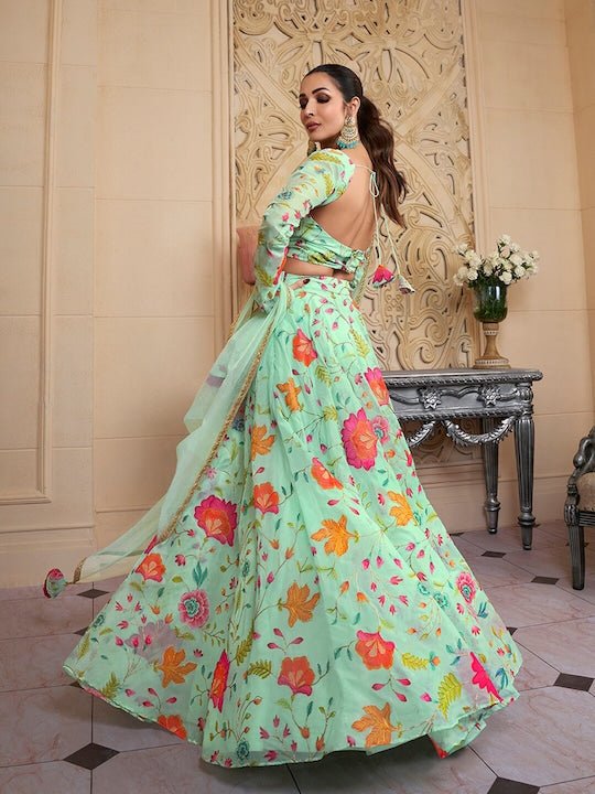 Floral Printed Lehenga Blouse With Shaded Dupatta