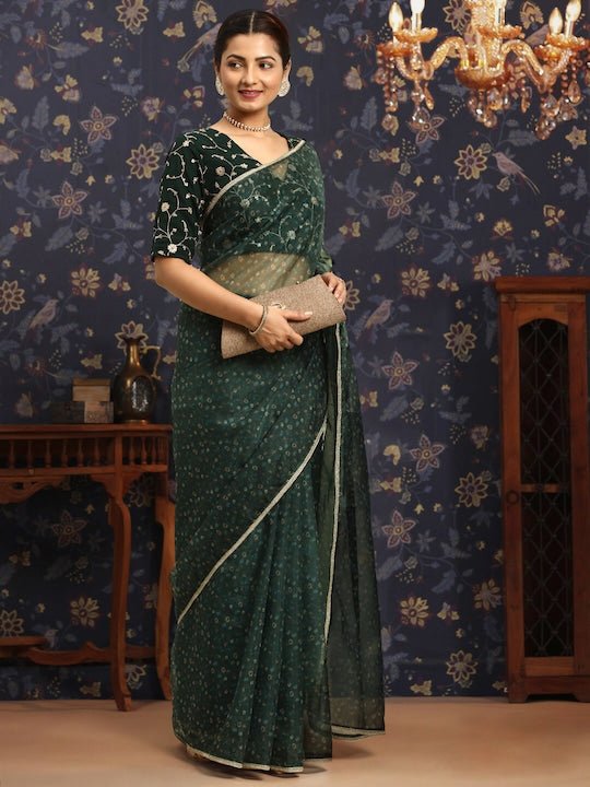 Buy Green Sarees for Women by Peachmode Online | Ajio.com