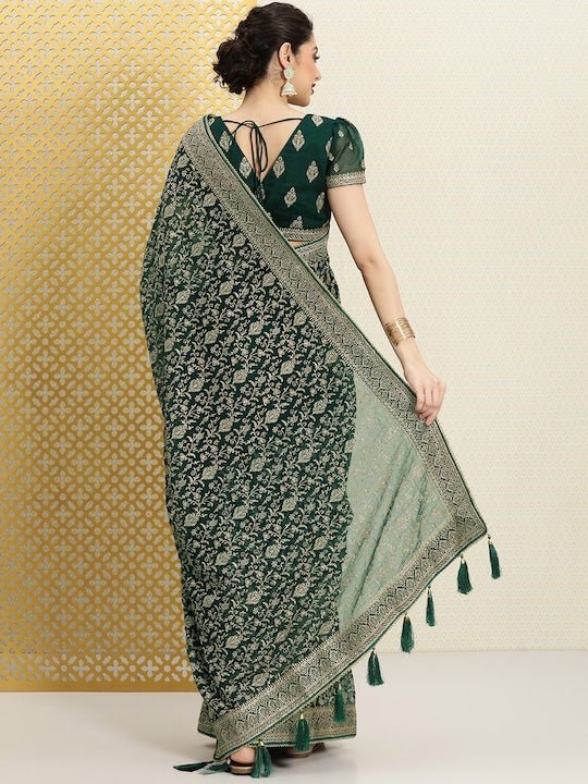Party Wear Ladies Heavy Border Chiffon Saree, With blouse piece, 6.3 m at  Rs 1100 in Surat