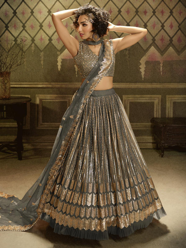 Latest and Designer Grey Color Lehenga Choli Online Shopping