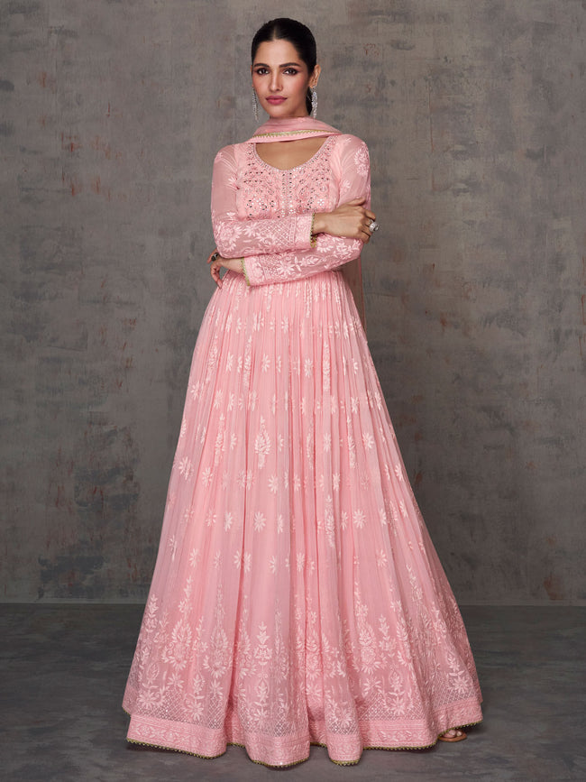 Buy Irresistible Pink Partywear Anarkali Suit -  | Buy Now.