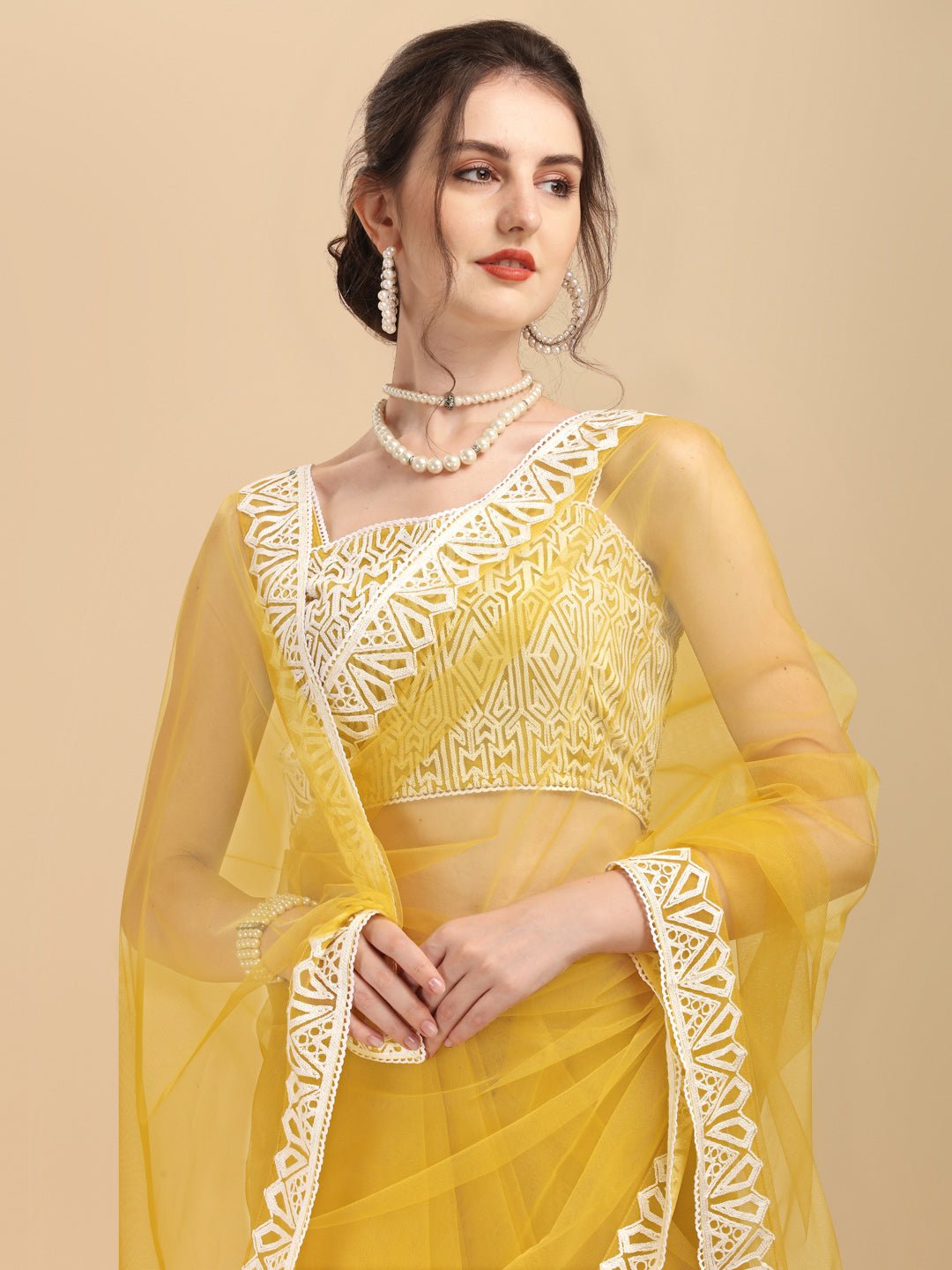 Buy Yellow Zari Weaved Viscose Marriage Wear Saree With Blouse From Ethnic  Plus