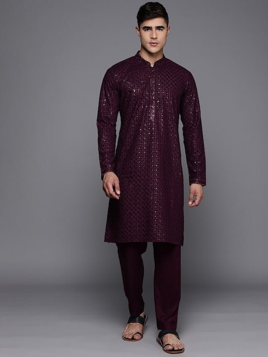 Buy MOHANLAL SONS Men Black Chikankari Pure Cotton Kurta with Trousers   Nehru Jacket Online at Best Prices in India  JioMart