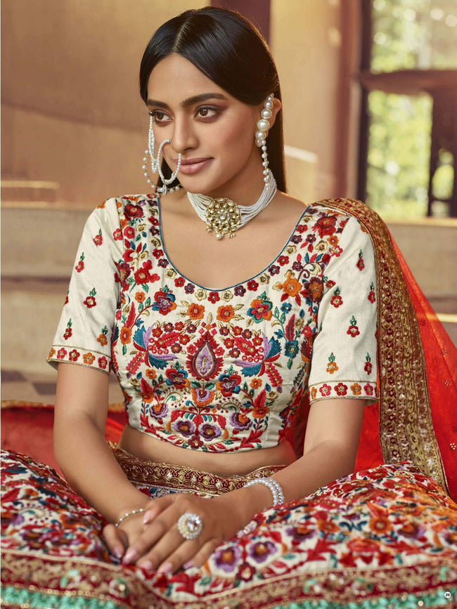 Buy Multi Color Organza Embroidered Sequins Botanic Bridal Lehenga Set For  Women by Kaaisha by Shalini Online at Aza Fashions.