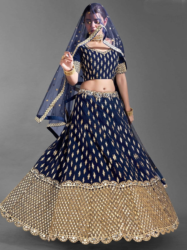 Navy Blue Color Embroidered Attractive Party Wear Lehenga choli