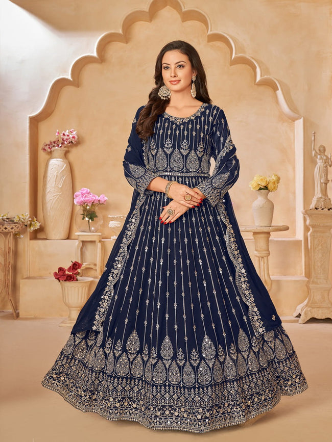Party Wear Gown Type Anarkali Suits at Rs 2705 | Surat | ID: 22264101230
