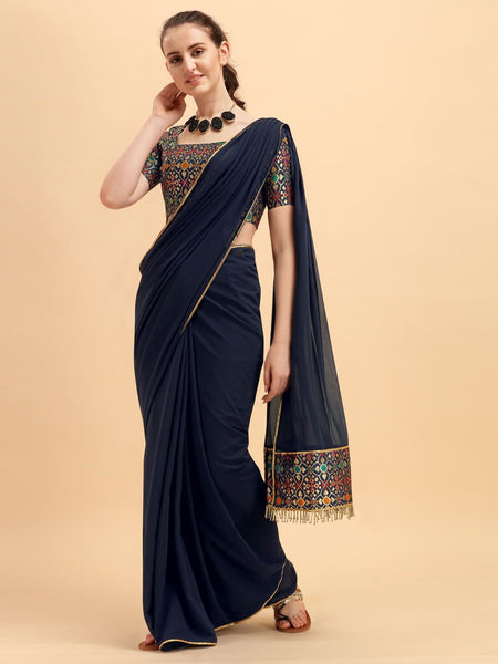 Women Black Solid High Compressed Seamless Instant Slimming Saree Shap