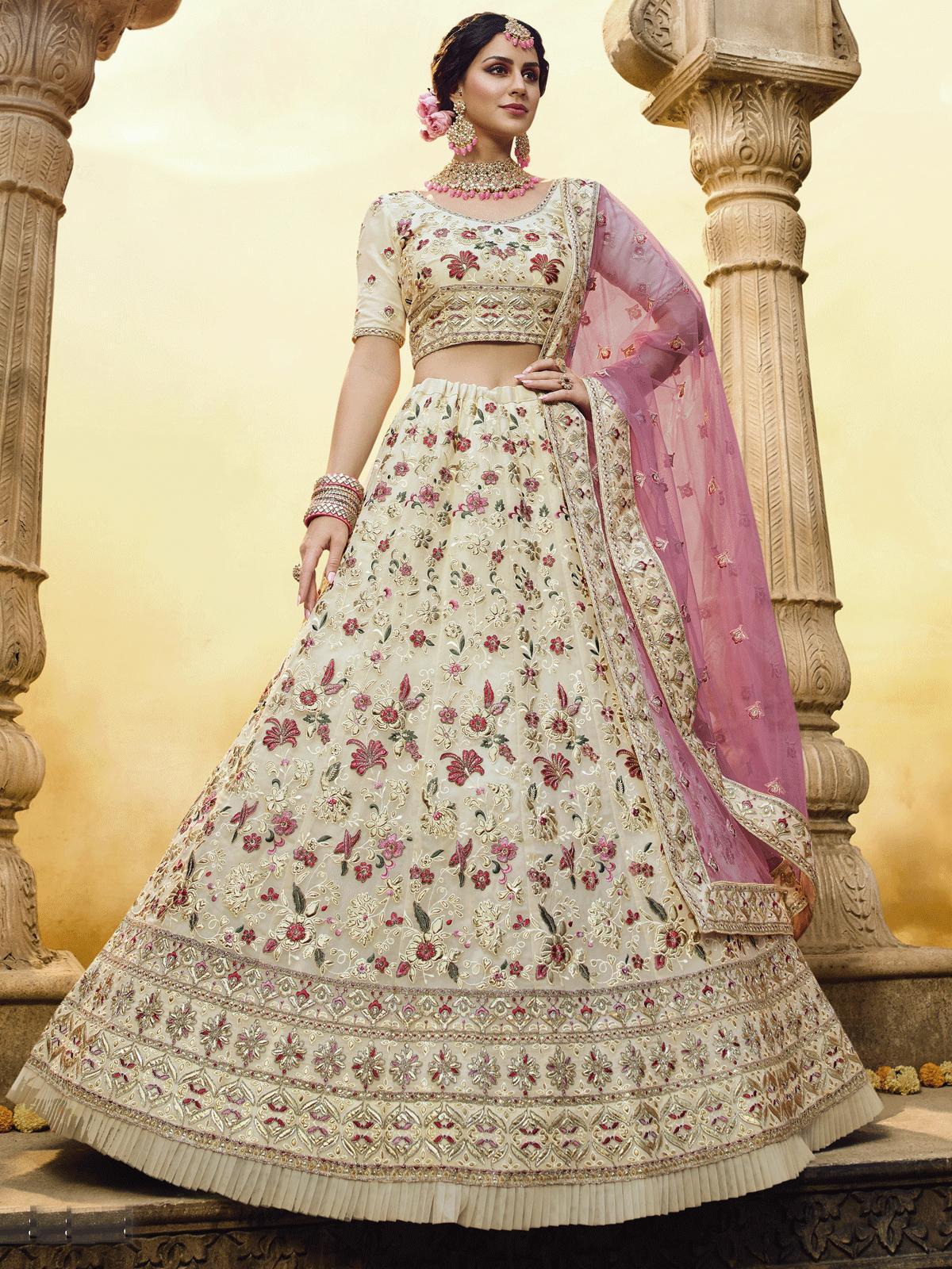 Buy Glamorous Yellow Embroidered Net Wedding Wear Lehenga Choli - Zeel  Clothing