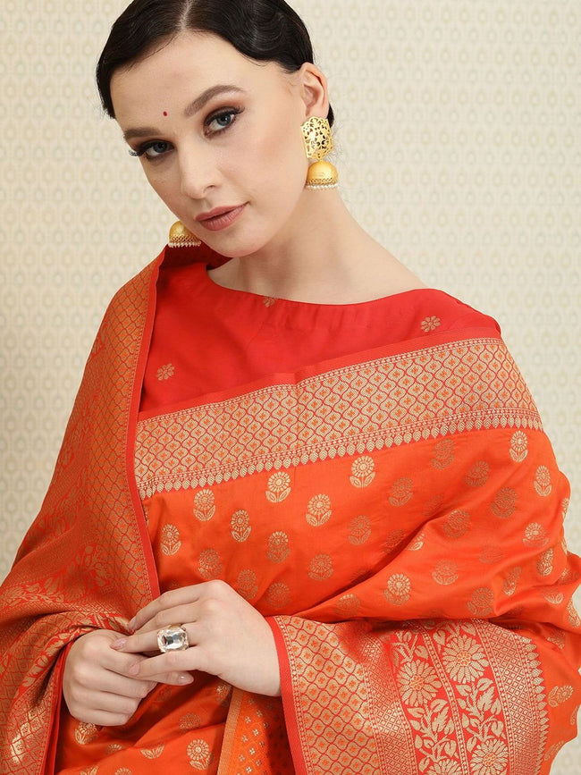 Buy Rashiklal & Co. Printed, Ombre Bandhani Pure Silk, Satin Red, Orange  Sarees Online @ Best Price In India | Flipkart.com