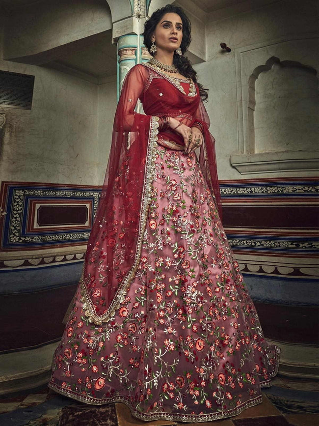 Simple Designer light pink color printed lehenga choli for bridal look |  Indian wedding dress modern, Wedding lehenga designs, Wedding dresses for  girls
