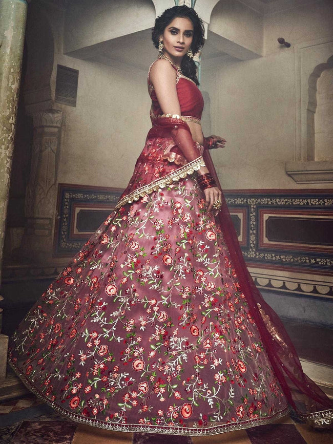 Buy Indian Burgundy And Peach Embroidered Designer Lehenga Choli for Women  Online in USA, UK, Canada, Australia, Germany, New Zealand and Worldwide at  Best Price