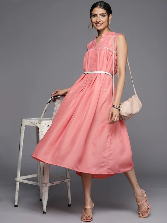 Buy Juniper Peach Cotton Printed Double Layered A-Line Dress for Women  Online @ Tata CLiQ