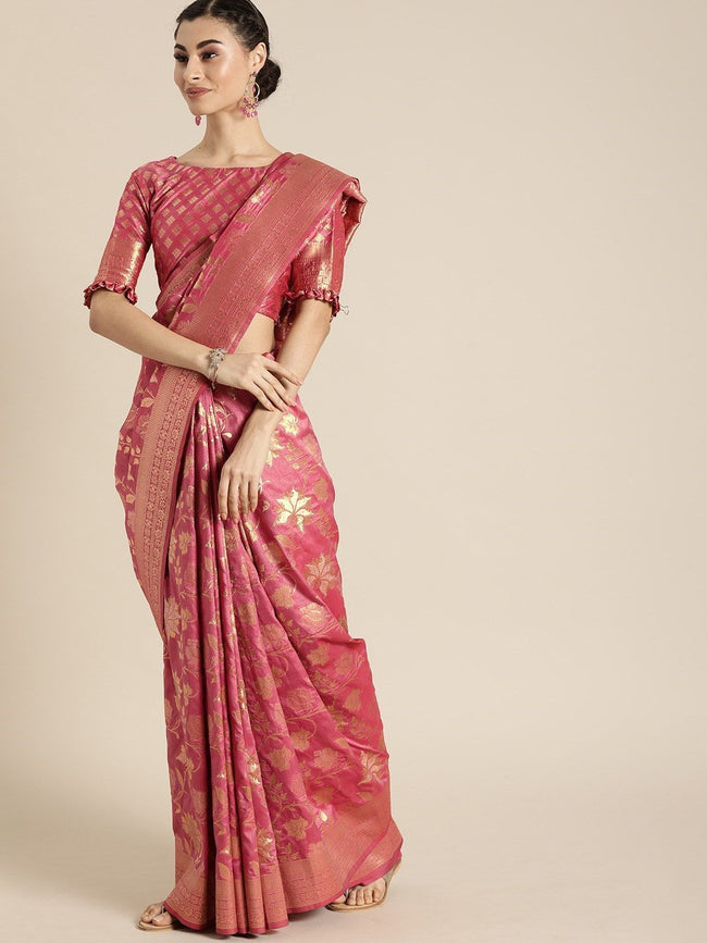 Buy VMI Exclusive Designer! Handloom Cotton Silk Saree With Broad Golden  Border~Soft Pink - Very Much Indian – verymuchindian.com