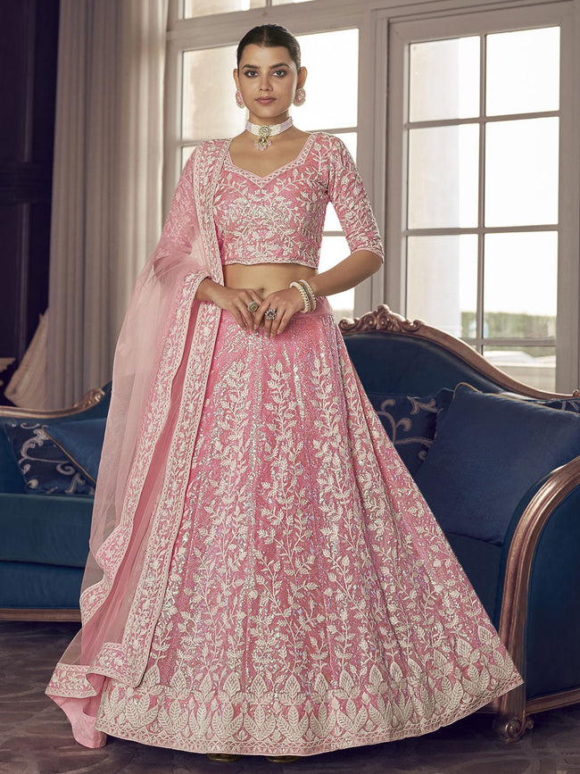 Buy Marvellous Pink and Magenta Silk Festive Lehenga Choli Online – Inddus .com