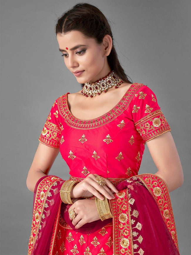 Blush Pink and Red Lehenga/ Blouse/ Dupatta | Vogue India