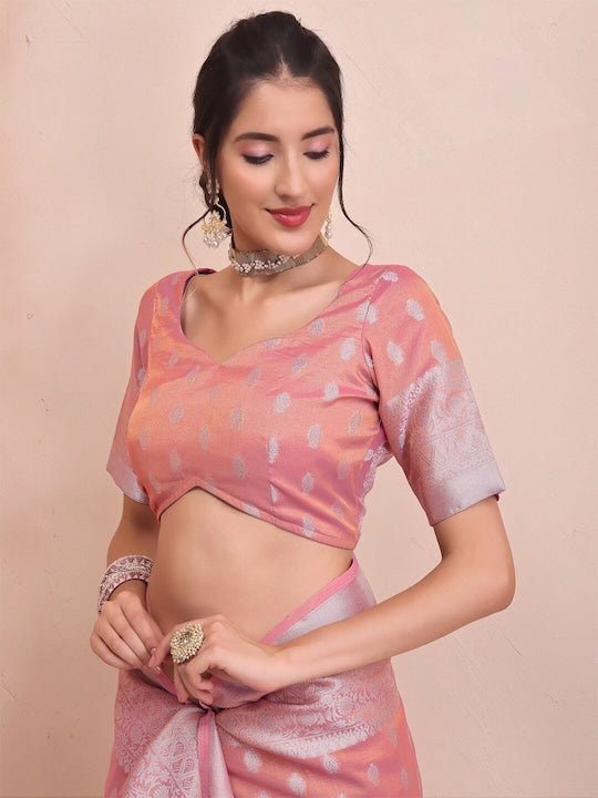 Pink Saree in Soft Silk - Clothsvilla