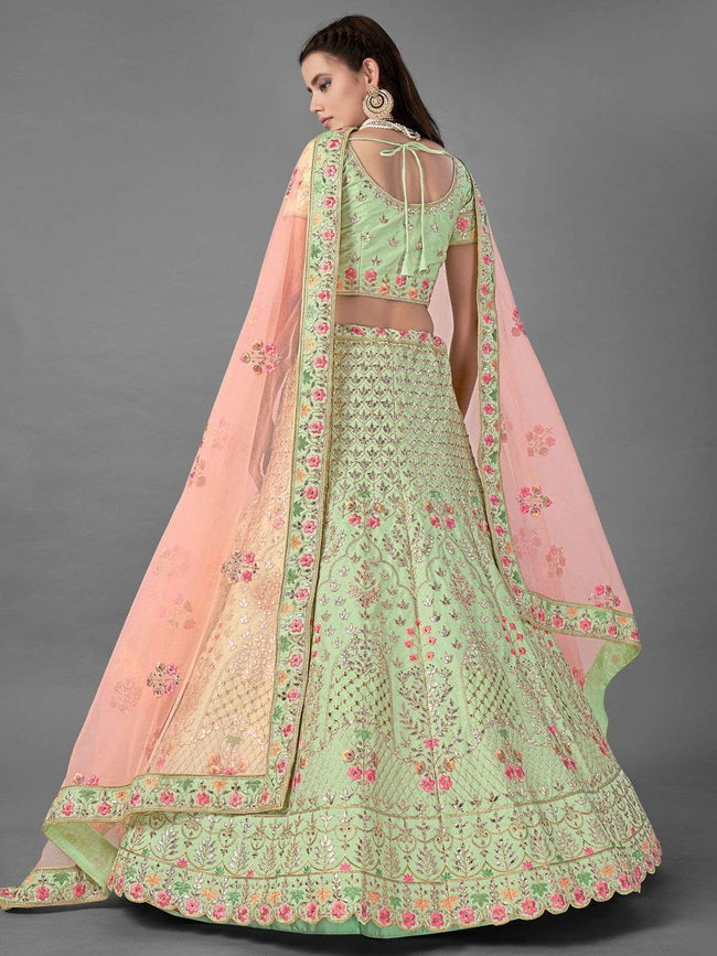 Green and Pink Color Combination Wedding Collection Semi-Stitched Lehenga  Choli With Dupatta :: MY SHOPPY LADIES WEAR