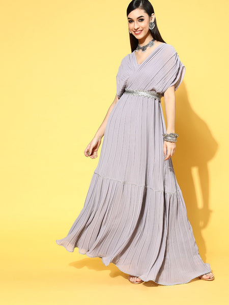 Georgette long gown | Designer party wear dresses, Long dress design,  Printed long frocks