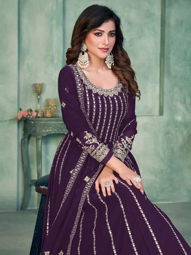 Quick Dry 10 Purple Color Long Anarkali Suit at Best Price in Surat |  Shilpa Fashion