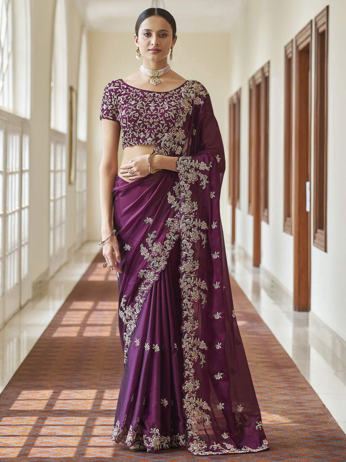 Buy Cara Cola Woven Banarasi Pure Silk Purple Sarees Online @ Best Price In  India | Flipkart.com