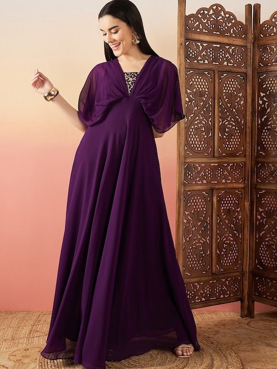 New Drashti Dhami Designer Faux Embroidered With Dupatta Purple Suit |  Indian Online Ethnic Wear Website For Women