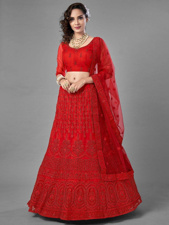 Festive, Navratri, Party Wear Red and Maroon color Tussar Silk fabric  Lehenga : 1902160