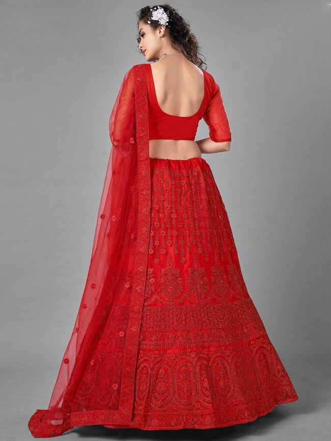 Gajari Red Colour Embroidered Attractive Party Wear Silk Lehenga choli –  Prititrendz