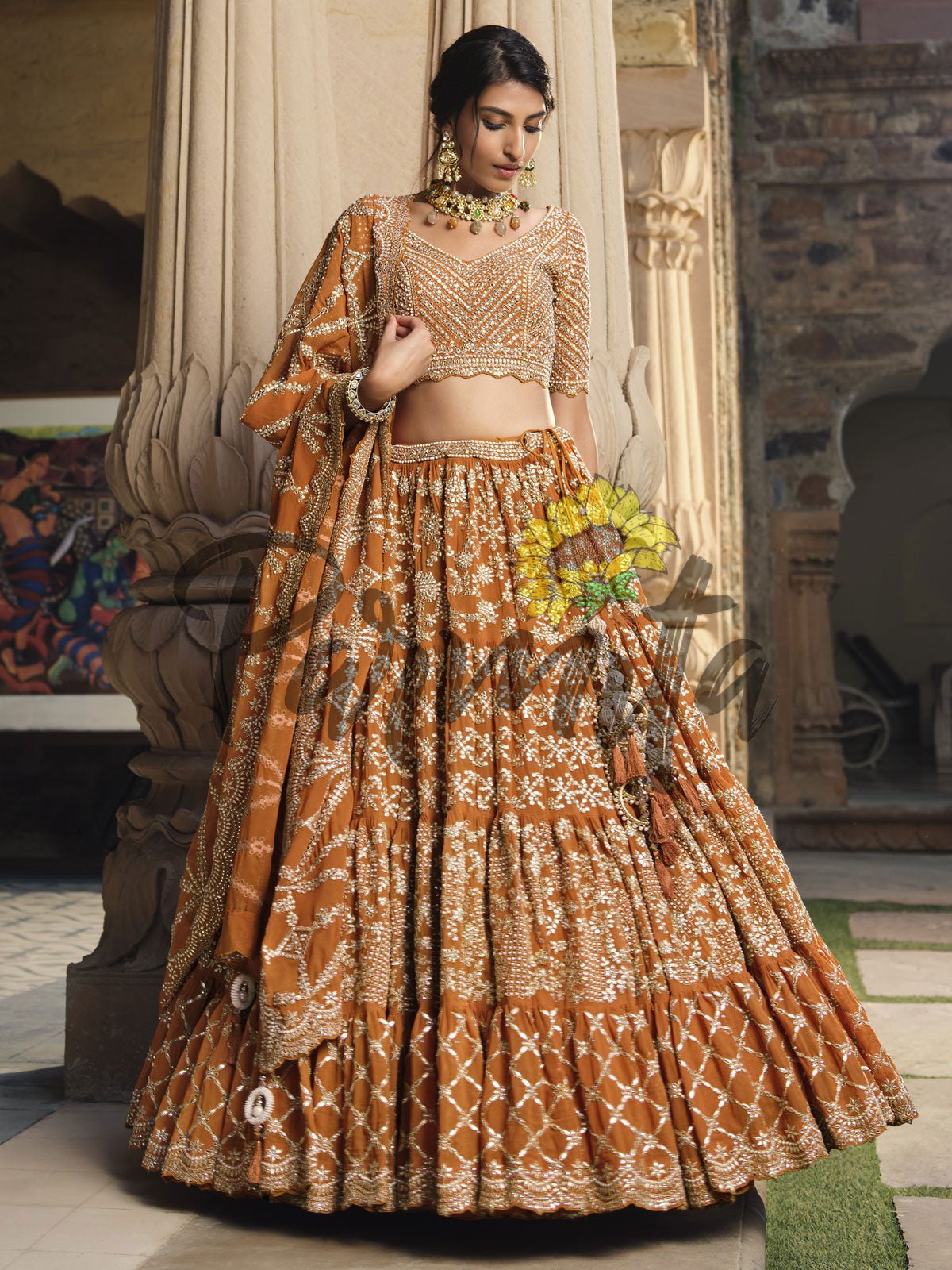 Rust Bridal Sarees online shopping