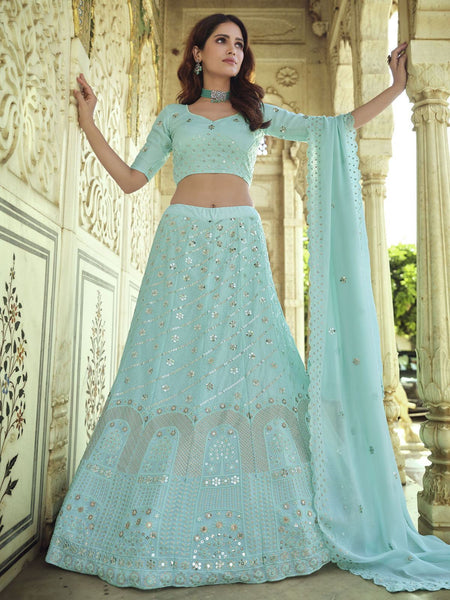 Buy online Women Embroidered Lehenga from ethnic wear for Women by Mahika  for ₹5149 at 63% off | 2024 Limeroad.com