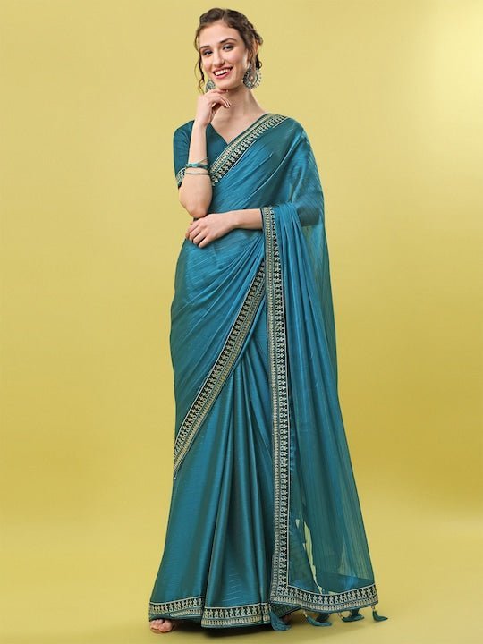 Buy SWIFFIN Premium Collection Vichitra Silk Banarasi Royal Blue Saree For  Women/Women Saree With Unstitched Blouse-MUSKAN-ROYAL BLUE Online at Best  Prices in India - JioMart.