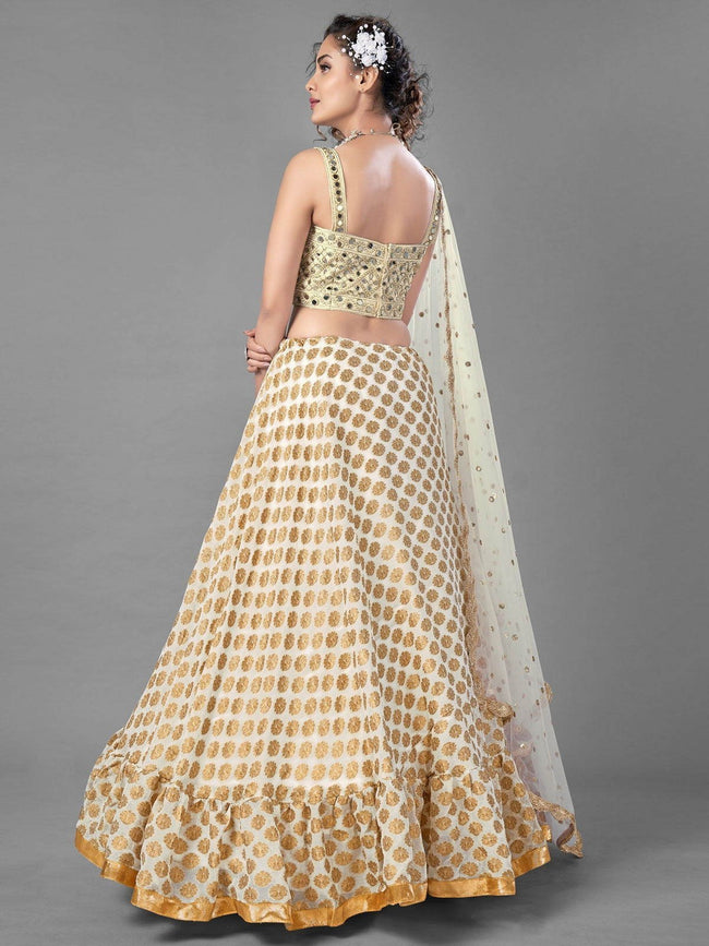 Women's Designer Georgette Semi-Stitched White Lehenga Choli Party Wear  Dress | eBay
