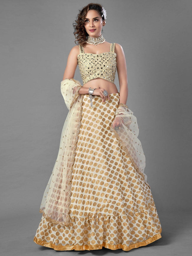 White Party Wear Lehenga Choli for Girls Georgette | Wedding Lehengas with  Dupatta Blouse Designs – HATKE BRIDE