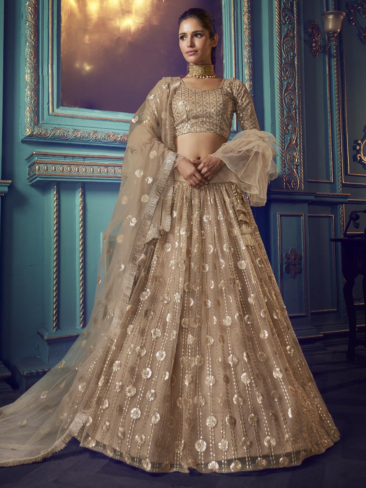 Beige wedding outlet lehenga